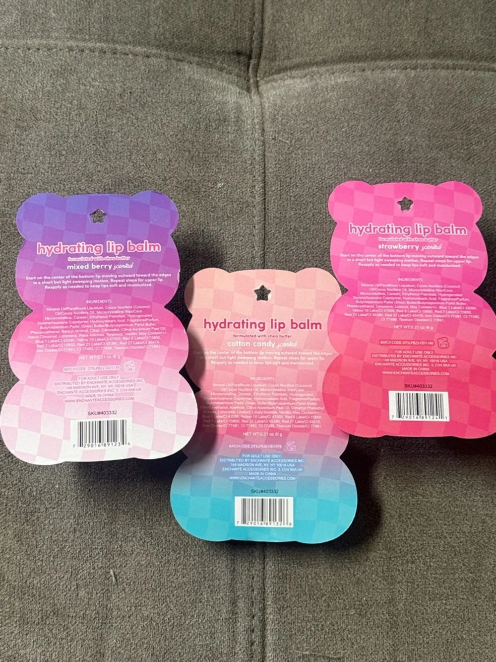 🐻🐻 Beary Cute Hydrating Bear Lip Balm Trio - Pink, Light Pink, Baby Blue 🐻🐻